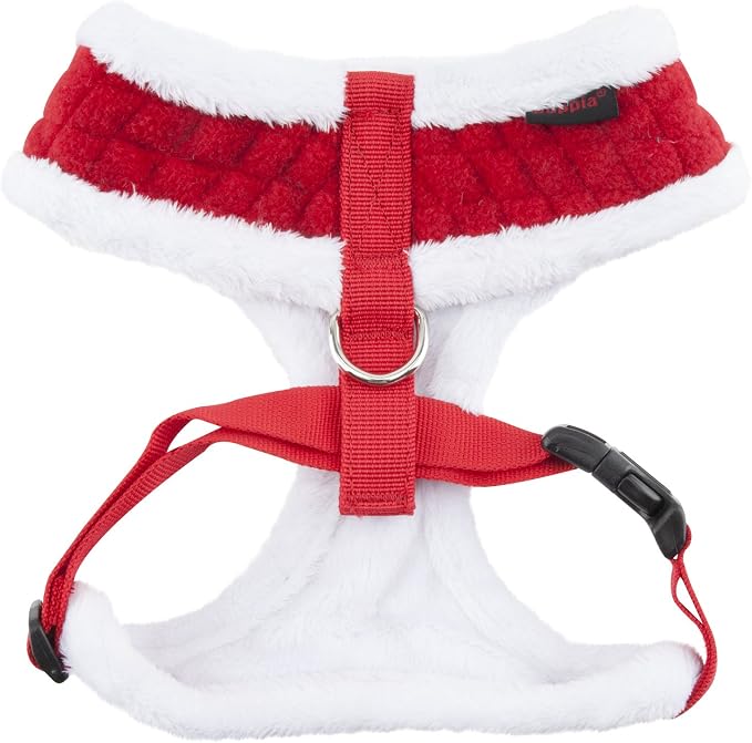 Puppia Blitzen Dog Harness Over-the-Head Warm Winter Christmas Holiday Harness Adjustable Chest for Small and Medium Dog, Red, Large