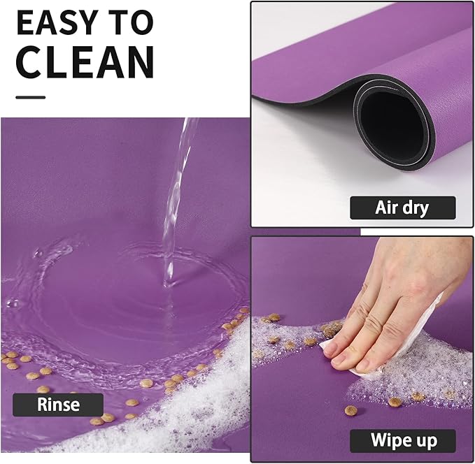 HotLive Dog Food Mat - Absorbent Cat Mat for Food and Water, No Stains Pet Feeding Bowl Mat, Easy to Clean Pet Placemats, Quick Dry Dog Water Dispenser Mat for Messy Drinkers | Purple 16"x 24"
