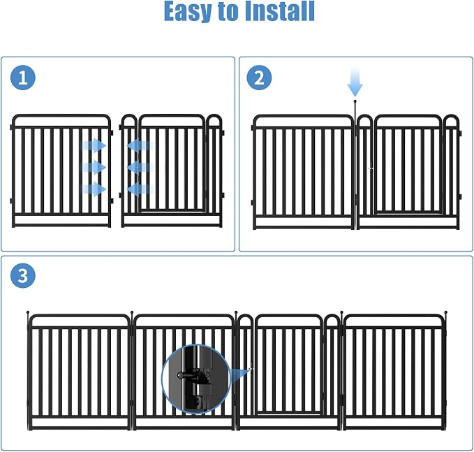 New Thickened Version Dog Playpen, 32 Inch Dog Fences for The Yard, Portable Outdoor Dog Playpen for Large/Medium/Small Dogs, Foldable Metal Dog playpen, with Doors (8 Panels, 32 Inch)
