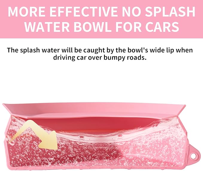 SLSON Spill Proof Dog Water Bowl for Cars, Pink