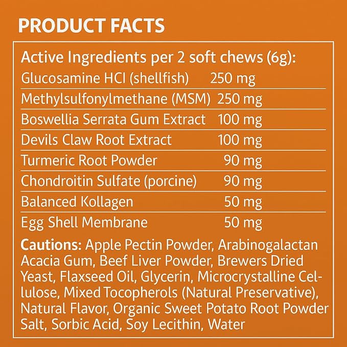 Hip & Joint Soft Chews for Dogs, Glucosamine, 60 Count