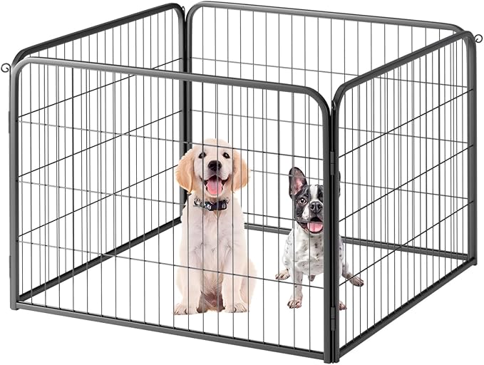 FDW Dog Playpen Kennel, 24in 4 Panels, Black