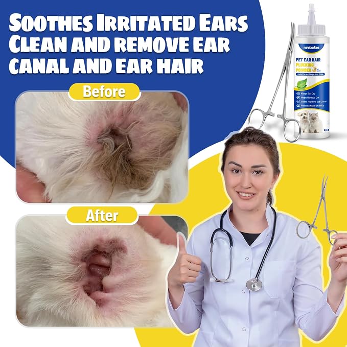 Updated Dog Ear Powder for Hair Removal with 5.5 Inch Hemostat