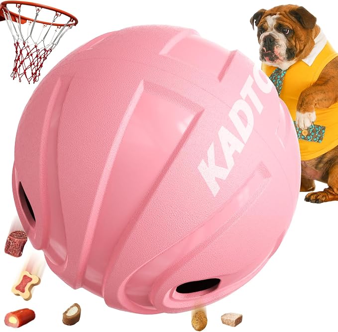 KADTC XL, Rolling Dog Treat Dispenser Toys Wobble Giggle Ball Slow Feeder | Basketball Design | Adjustable Flow | 2-Cup Capacity | Tough Shell | Energy-Burning Play, Mental Stimulation, Boredom Relief