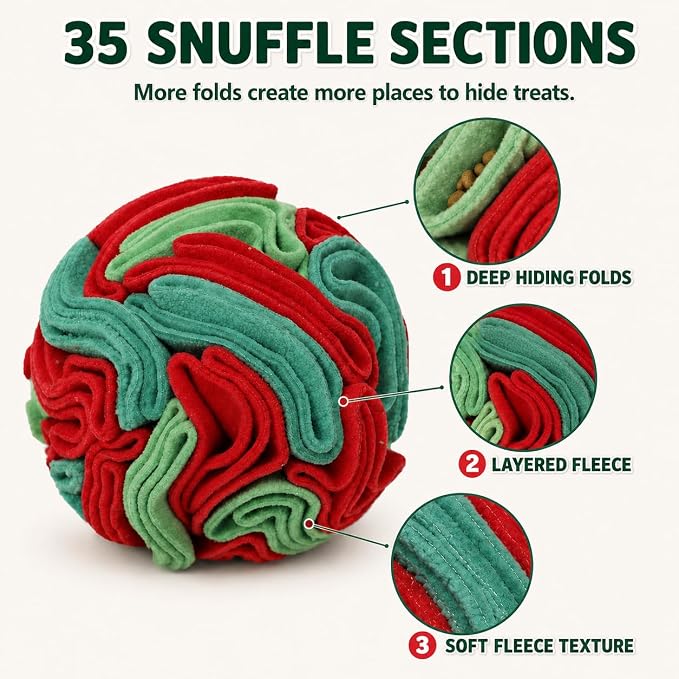 Snuffle Ball for Dogs - Interactive Dog Toys to Keep Them Busy, Dog Puzzle Toy with Soft Fabric for Small, Medium, Large Dogs Daily Companionship, Training Reward Gift