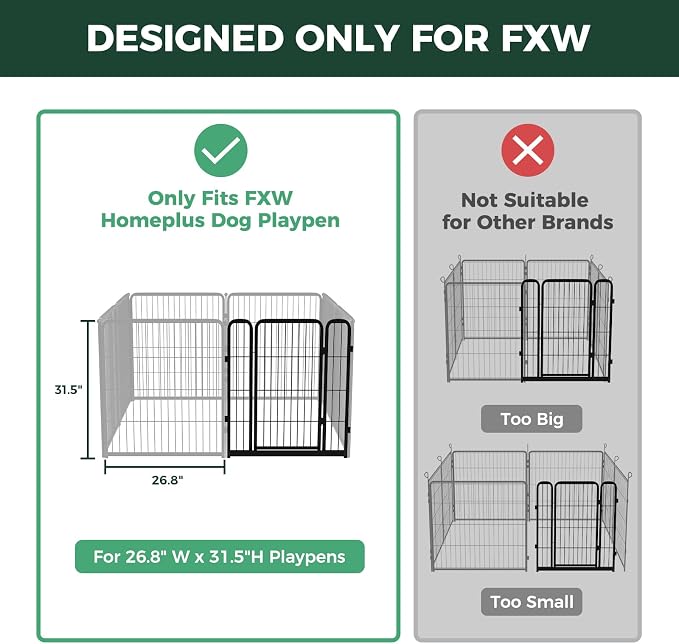 FXW Homeplus Unleashed Dog Playpen Designed for Indoor Use, 1 Add-on Gate, 32" Height for Small and Medium Dogs, Black │Patented