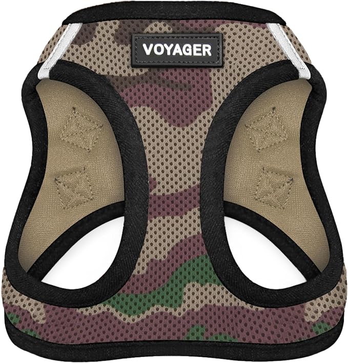 Best Pet Supplies Voyager Step-in Air Harness - All Weather Mesh, Reflective, No Pull Harness for Dogs, Cats - Secure with Hook & Loop Fastener, Buckle, Double D-Rings - Army/Black Trim, XS