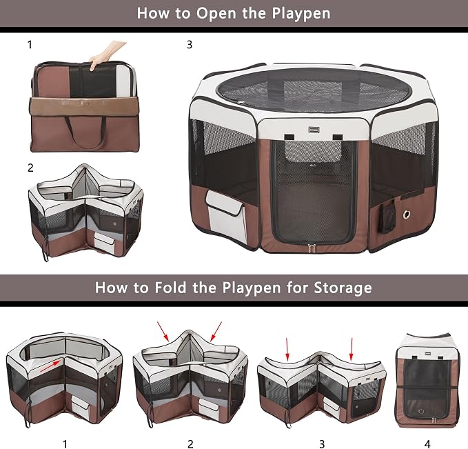 DONORO Dog Playpen, 55in, Medium/Large, 8 Panels