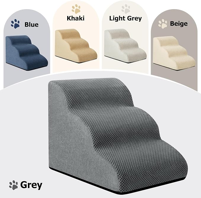 Aodisman Dog Ramp and Stairs for Small Dogs & Cats,3-Step Pet Stairs for Couch Sofa and Chair,Indoor Anti-Slip Dog Stairs for Old Cats and Puppy