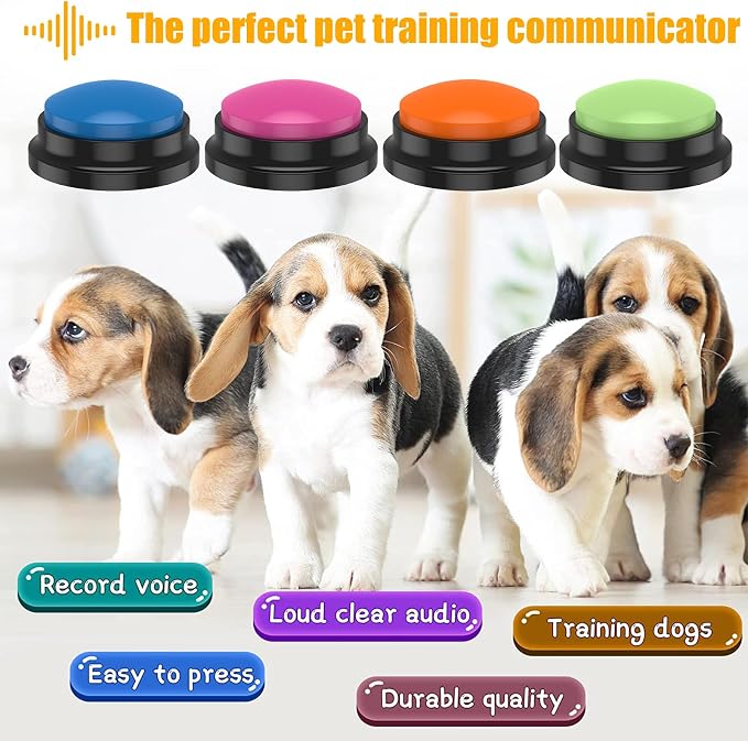 Dog Buttons for Communication, 4 Pcs, Red