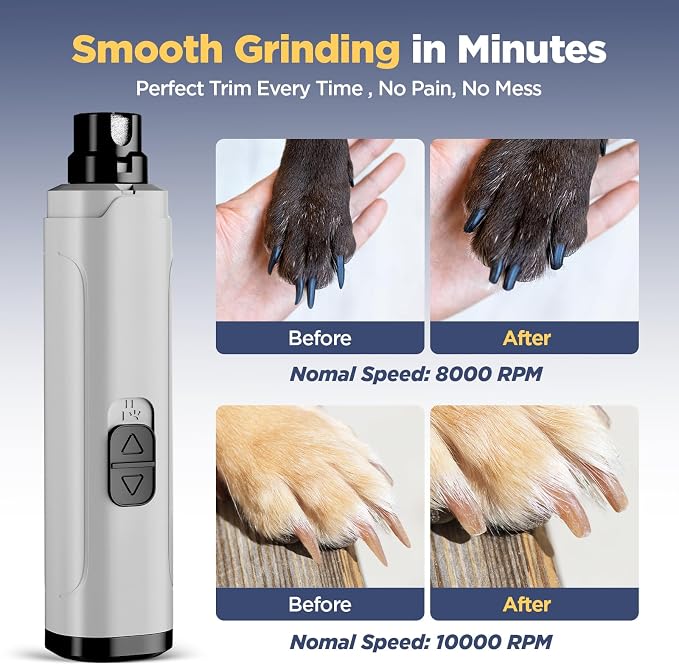 YGGDRA Dog Nail Grinder Upgraded, 2-Speed with LED Lights