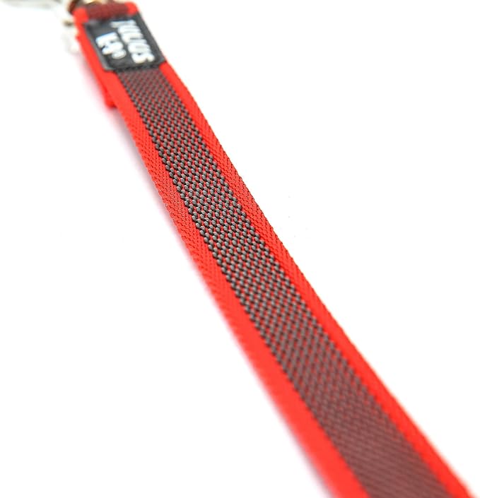 Julius-K9 Color & Gray Super-Grip Leash with Handle, and D-Ring, 0.79 in x 6 ft, Red-Gray