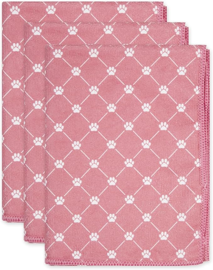 Bone Dry Pet Grooming Towel Collection Absorbent Microfiber X-Large, 41x23.5", Trellis Hunter Green