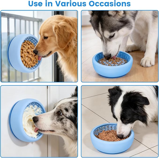 Dog Lick Bowl,Freezeable Anxiety Relief Non-Slip Silicone Treat Bowl,Durable Anti-Choking Long-Lasting Enrichment Slow Feeder Licking Mat for Small Medium Breed, BPA Free Silicone Dishwasher Safe
