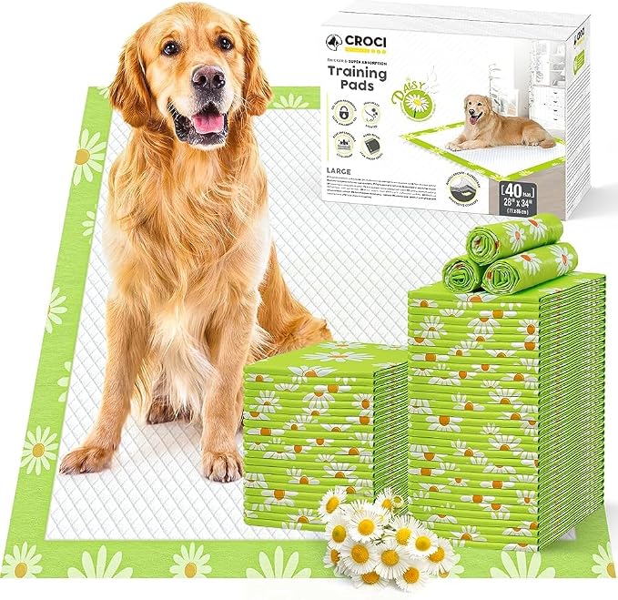 CROCI Pee Pads for Dogs 28x34in 40 Counts, Daisy Scented Puppy Pads 30x36in 40 Counts