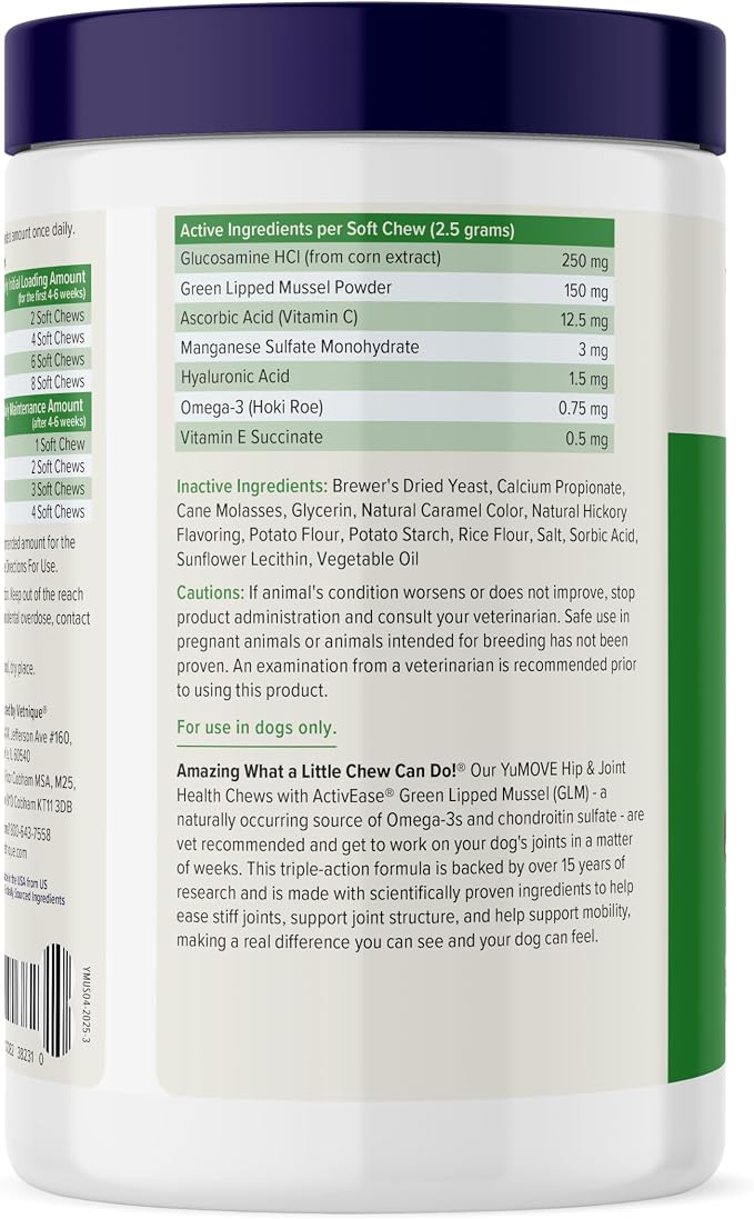YuMOVE Adult Dog Hip & Joint Supplement Chews Green Lipped Mussel 150ct