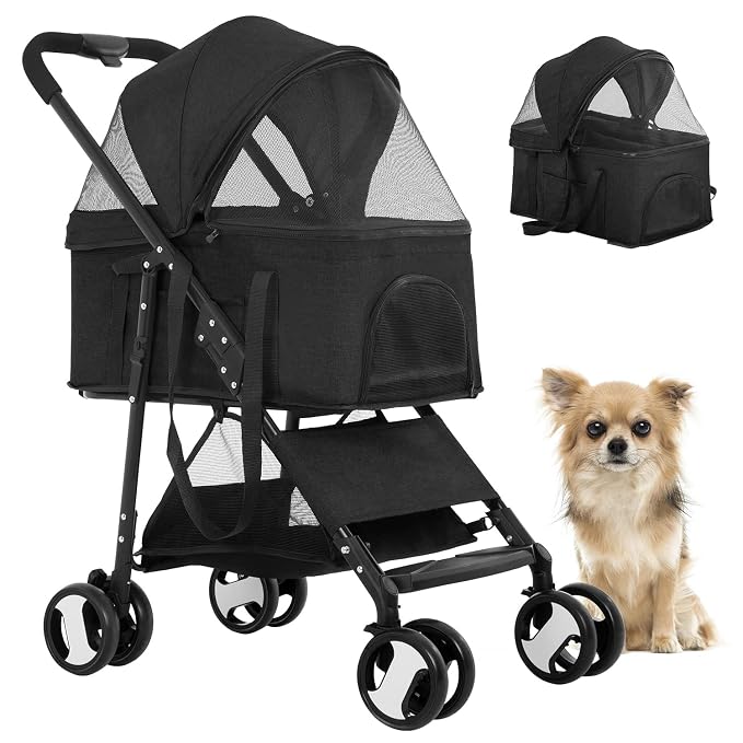 BestPet Premium 3-in-1 Pet Stroller - Black