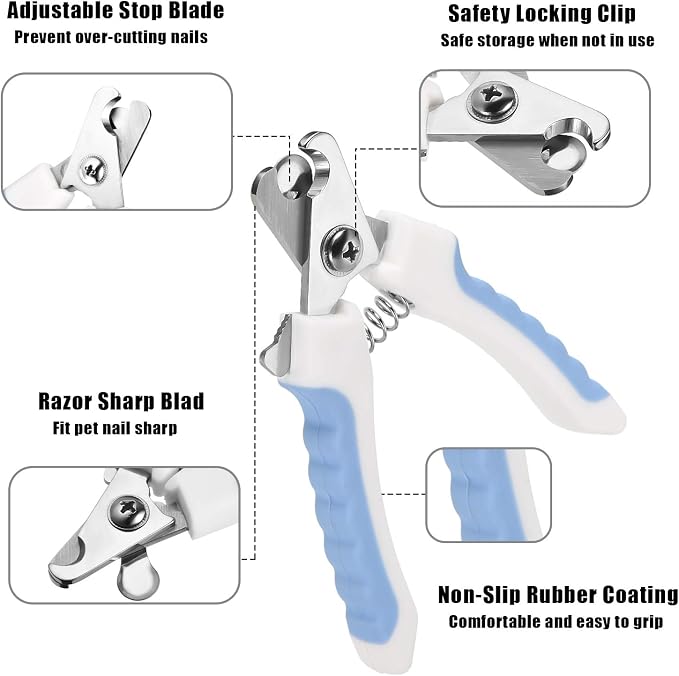 Mudder Dog & Cat Nail Clippers Kit, 4pcs, Blue & White