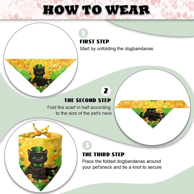Forchrinse St Patrick's Day Dog Bandanas Triangle Dog Bib Scarf, One Size, Polyester