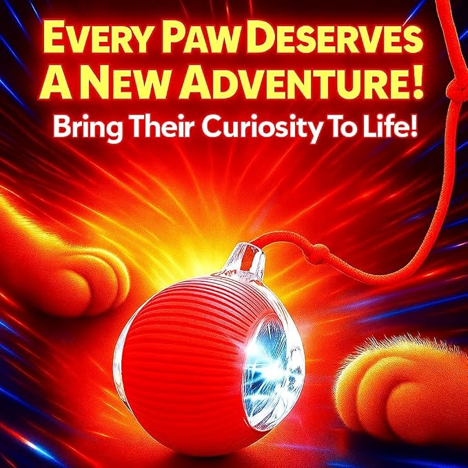2026 New 2Pack Cat Ball Kitten Toys for Indoor Interactive Kitty Ball Toy Speedy Tail 360° Automatic Rolling Electric Moving Rechargeable,Smart Pet Chase with Rope for Bored Cats (RED & Blue) 2 Pcs