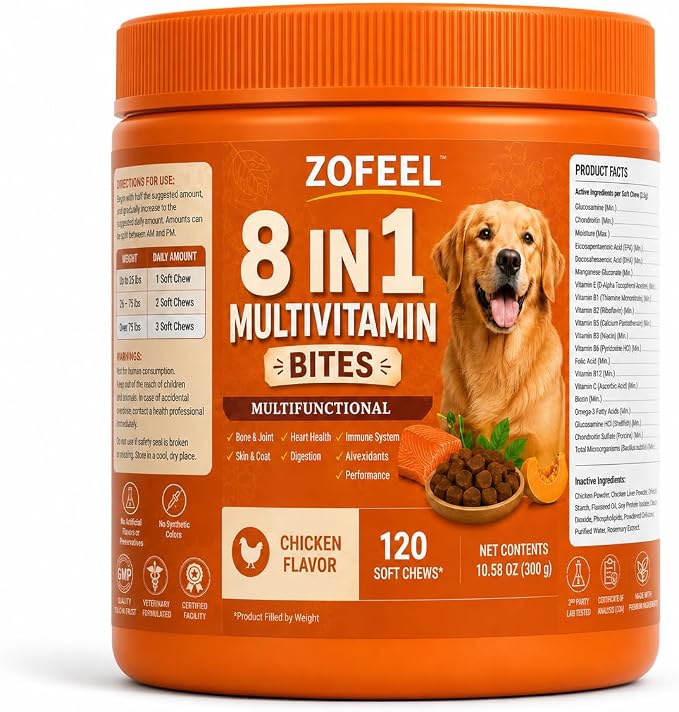 120 8 in 1 Dog Multivitamin Soft Chews,Dog Multivitamin