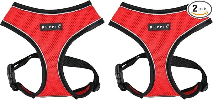 Puppia Soft Harness PRO - RED - M (Pack of 2)