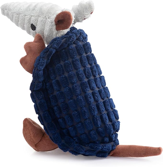 Hollypet Armadillo Squeaky Puppy Dog Toys for Small Medium Dogs, 8" | plush stuffed small dog squeak animal toy with unique grunt squeaker textured fabric for teeth cleaning toys