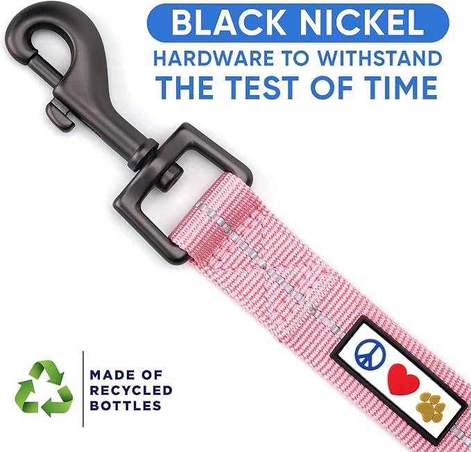 Pawtitas Pink Dog Leash 6 ft XS/S Reflective Durable Lightweight Recycled Lead for Small Dogs and Puppies