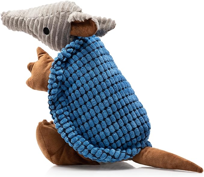 Hollypet Armadillo Squeaky Dog Toys for Medium Large Dogs, 14" | plush stuffed large dog squeak animal toy with unique grunt squeaker textured fabric for teeth cleaning toys