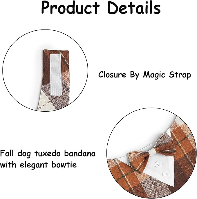 Fall Dog Tuxedo Bandana, Medium, Small, Orange