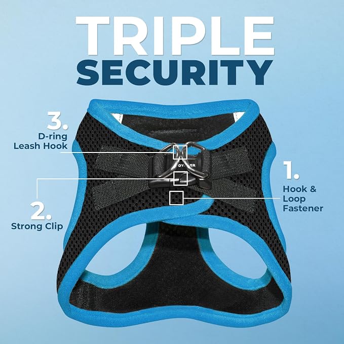Voyager Step-in Air Dog Vest Harness - Black/Blue Trim, X-Large | 20.5 - 23" in Chest, Reflective Bands, All Weather Breathable Air Mesh, Cats Compatible, Lightweight, Fast Drying