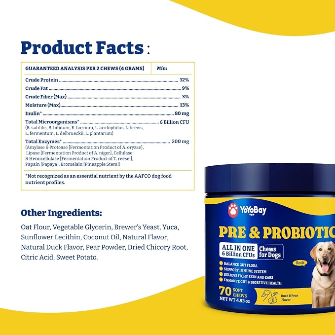 Probiotics for Dogs, Dog Gut, Immune & Skin Health Support Supplement