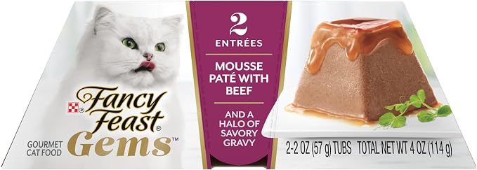 Purina Fancy Feast Gems Wet Cat Food with Beef, 4 oz boxes, 8-Pack