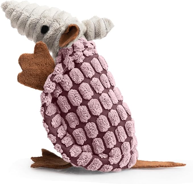 Hollypet Armadillo Squeaky Puppy Dog Toys for Small Medium Dogs, 6" | plush stuffed small dog squeak animal toy with unique grunt squeaker textured fabric for teeth cleaning toys