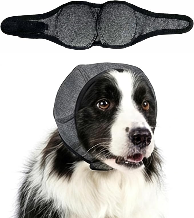 Dog Ear Covers, Noise Protection Dog Ear Muffs, Elastic Waterproof Ear Protector for Hematoma, Bathing, Drying, Swim& Noise Anxiety Relief (L-Head Size (18"~24"))