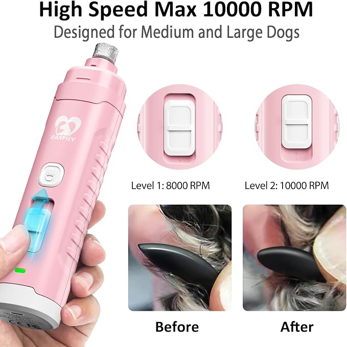 Casfuy 3X More Powerful 2-Speed Dog Nail Grinder