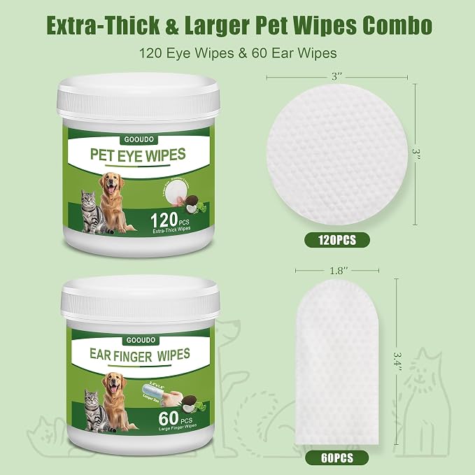 Dog Eye & Ear Wipes Combo Pack, 120+60 Count