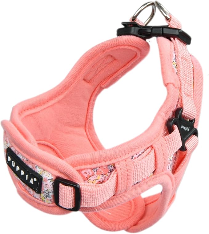 Puppia Kealoha Dog Harness X Fashionable Flower Pattern Spring Summer Harness for Small and Medium Dogs, Pink, Small