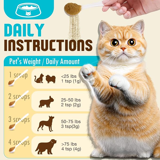 Mushroom Supplement Powder for Dogs & Cats, Turkey Tail Mushroom for Pets, Lipoma for Cats, 11 Organic Mushroom Complex, Partner Guard for Dogs Lumps and Bumps