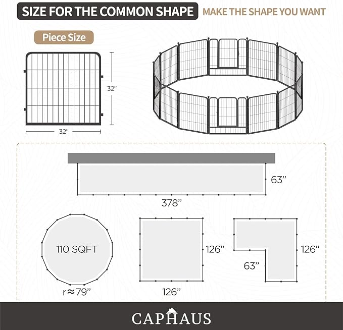 CAPHAUS Foldable Pet Playpen with Door - Multi-Size (24/32/40in)