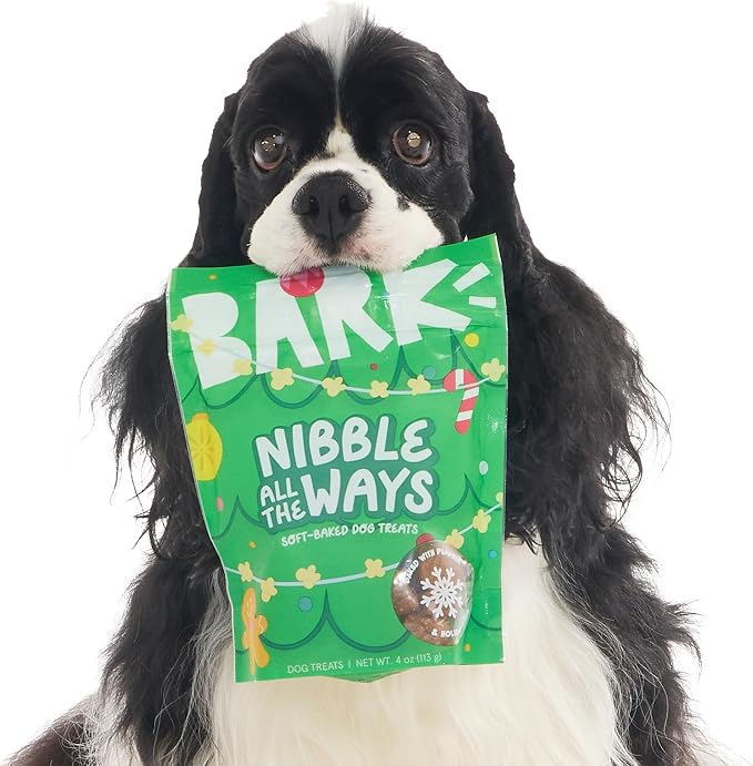 BarkBox O'Christmas Tree & Treat Set | Pumpkin Dog Treats with Durable, Treat Dispensing Chew Toy - Fun Stocking Stuffer for Aggressive Chewers