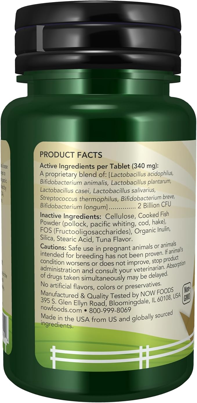 NOW Pet Health, G.I. Support Supplement, Formulated for Cats & Dogs, NASC Certified, 90 Chewable Tablets