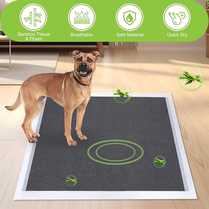 Jollywoods Disposable Dog Pee Pads, 24" x 36" Odor-Control Bamboo Charcoal Fiber Puppy Pads, Super Absorbent & Leak Proof Pet Training Pads, Quick Dry for Dogs, Cats and Rabbits - 20 Counts