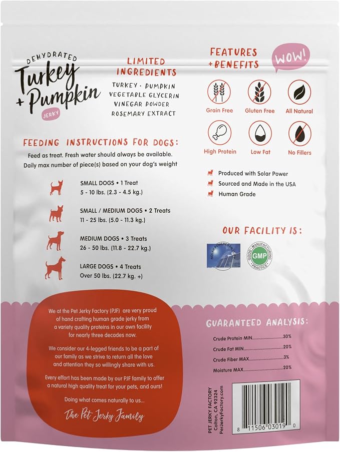 Pet Jerky Factory Turkey & Pumpkin Dog Jerky Treats - 12 oz