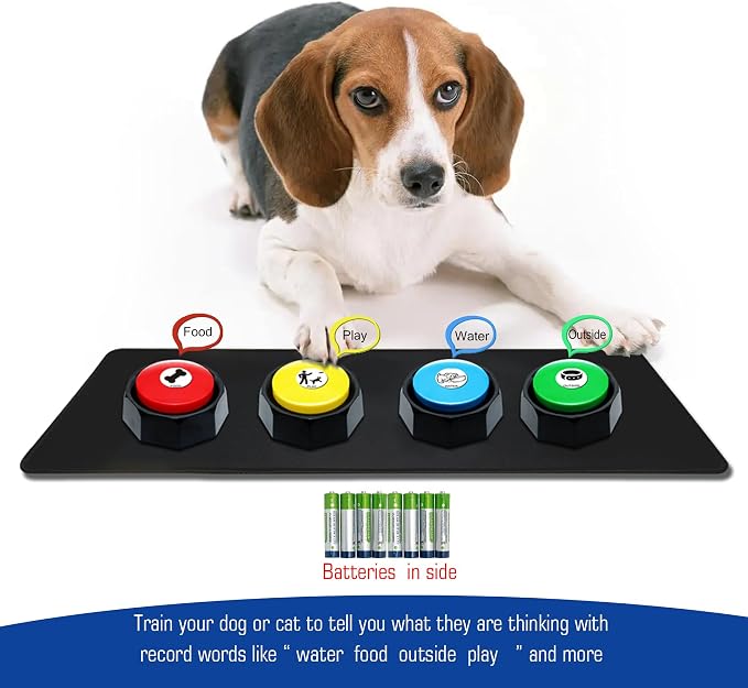 Recordable Buttons, Pack of 4, with Mat