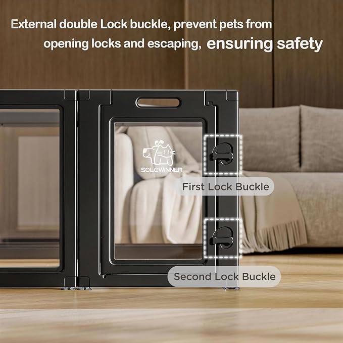 Clear Acrylic Dog Playpen Transparent Dog Playpen Indoor, Easy Assemble Clear Pet Pen for Puppy Bunny Cat Pig, Sturdy & Easy Cleaning Plastic Dog Puppy Fence