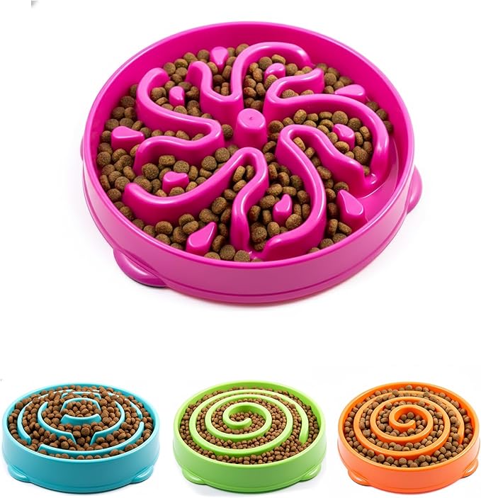 Slow Feeder Dog Bowl for Small, Medium & Large Dogs – Anti-Gulping Puzzle Maze Bowl, Non-Slip Slow Eating Dog Dish, Prevents Bloat & Improves Digestion, Interactive Pet Feeder (Pink, Small)
