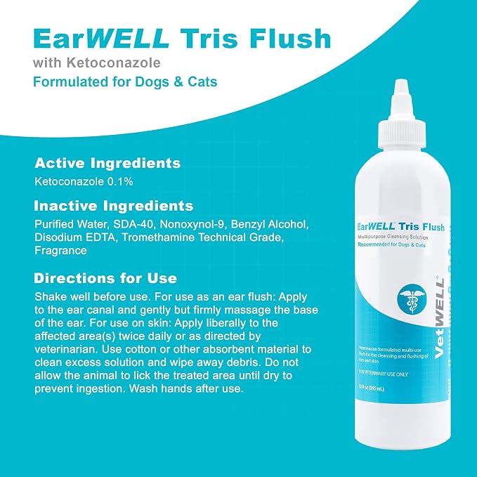 VetWELL Dog Ear Cleaner Solution & Infection Treatment, 12 oz (Pack of 2)