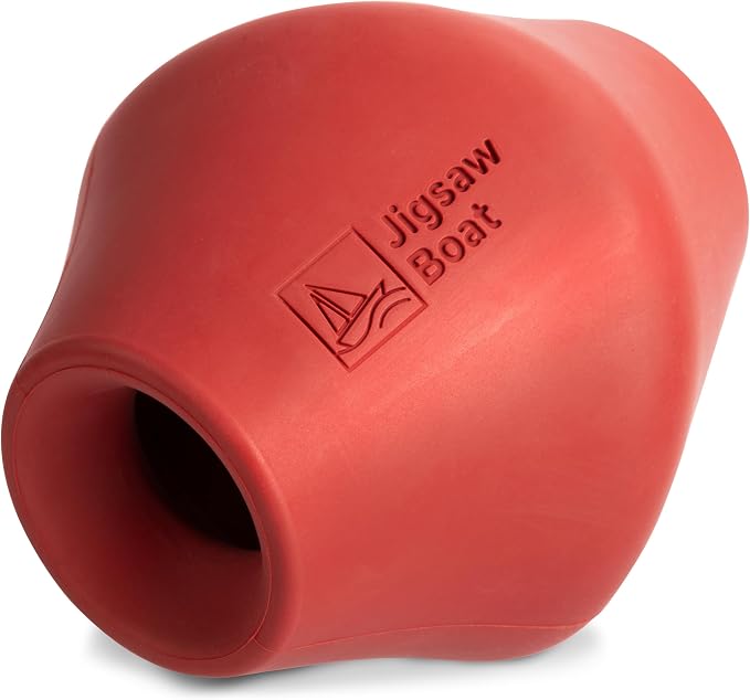 Stuffable Enrichment Dog Toy – Durable Natural Rubber Treat Dispenser for Medium Dogs, Irregular Shape, Red, Bully Stick Compatible