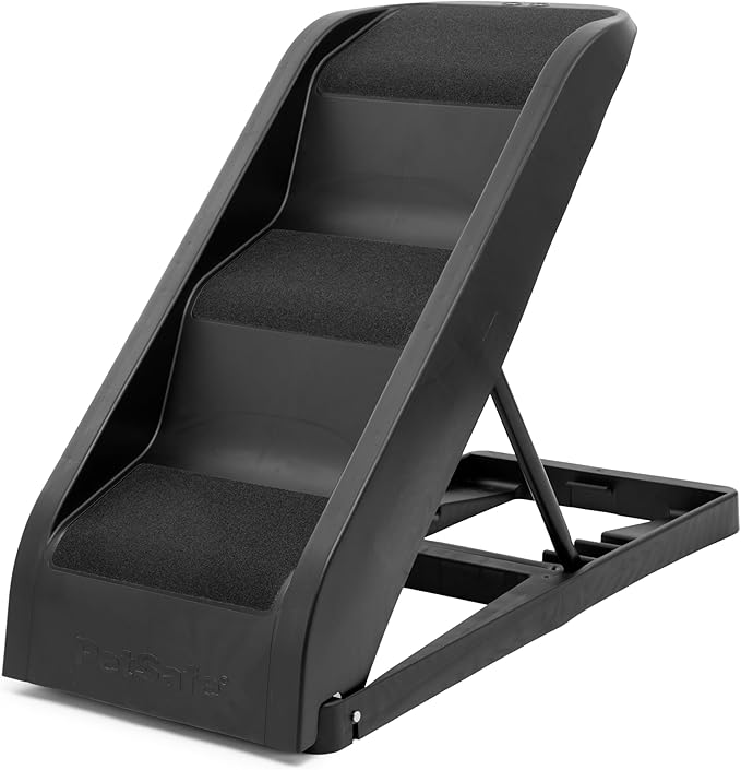 PetSafe Happy Ride Side Door Dog Stairs for Cars & SUVs, Foldable Back Seat Dog Steps with 3 Heights | Adjusts to 3 Heights for Cars, Trucks & SUVs, Textured Non-Slip Steps, Folds for Easy Storage, Supports Dogs up to 200 Lb